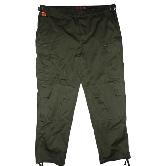 Empyre Cargo Pants Men 36 double knee Utility Workwear Button Fly Skater Green - Picture 1 of 7